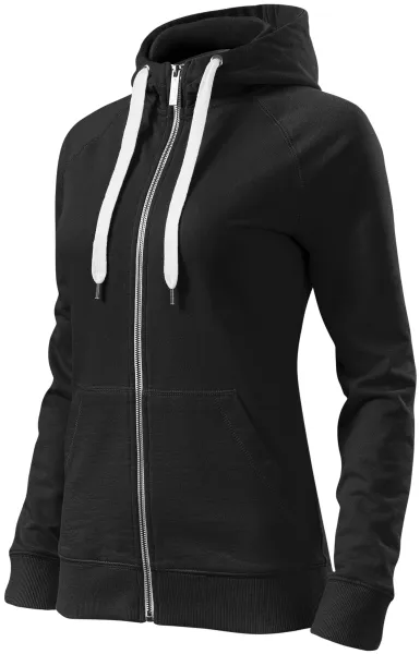 Kontrastfarbenes Damen-Sweatshirt mit Kapuze - Damen-Sweatshirt mit Reißverschluss und Kapuze