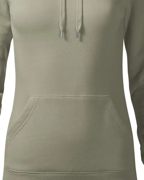 Damen Sweatshirt mit Kapuze ohne Reißverschluss - Taillierter Schnitt mit Seitennähten