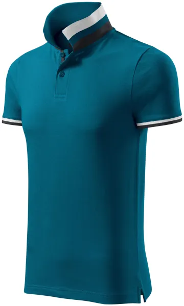 Herren Poloshirt mit Stehkragen - Herren-Poloshirt mit kontrastierendem Streifenkragen