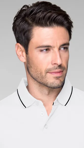 Kontrastiertes Poloshirt für Herren - 3-Knopf-Verschluss