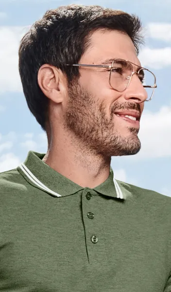 Kontrastiertes Poloshirt für Herren - 3-Knopf-Verschluss