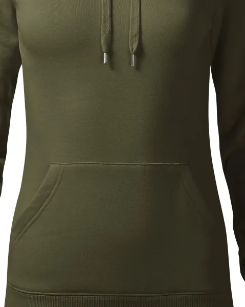 Damen Sweatshirt mit Kapuze ohne Reißverschluss - Taillierter Schnitt mit Seitennähten