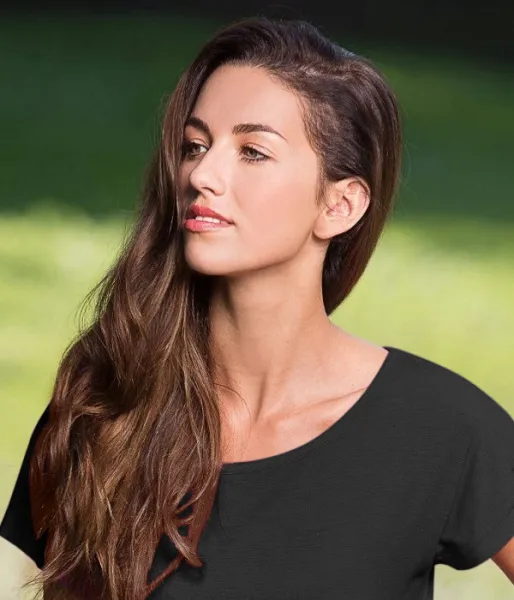 Damen langes T-Shirt/Kleid - Tiefer Rundhalsausschnitt