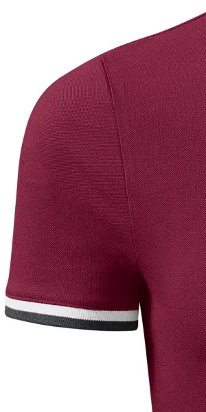 Herren Poloshirt mit Stehkragen - Kurzärmelig mit kontrastierenden Streifen