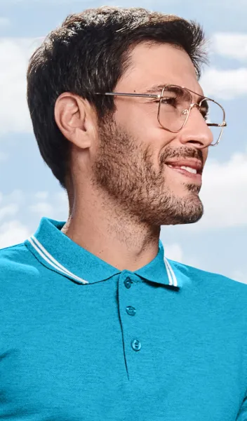 Kontrastiertes Poloshirt für Herren - 3-Knopf-Verschluss