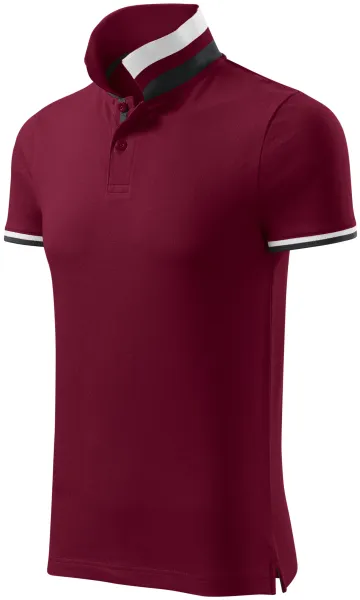 Herren Poloshirt mit Stehkragen - Herren-Poloshirt mit kontrastierendem Streifenkragen