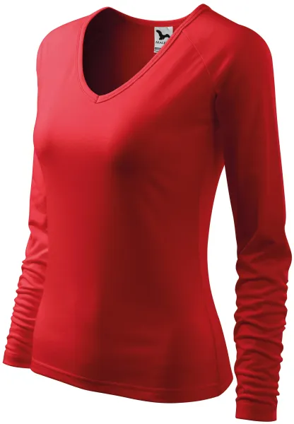 Eng anliegendes T-Shirt für Damen, V-Ausschnitt - Bequemes Langarm-T-Shirt für Damen