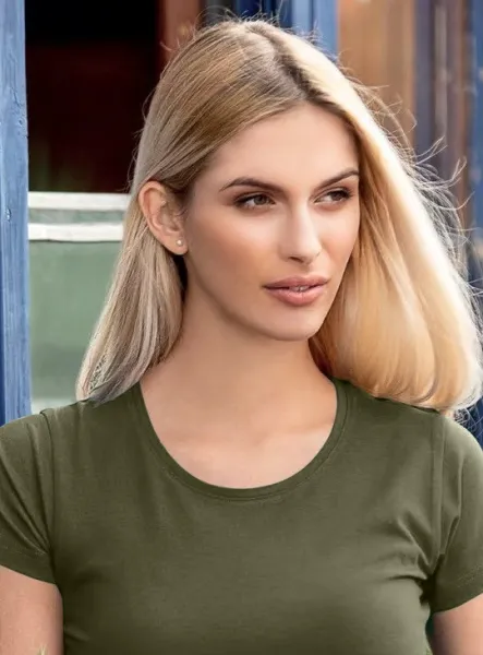 Damen T-Shirt mit sehr kurzen Ärmeln - Klassischer Rundhalsausschnitt