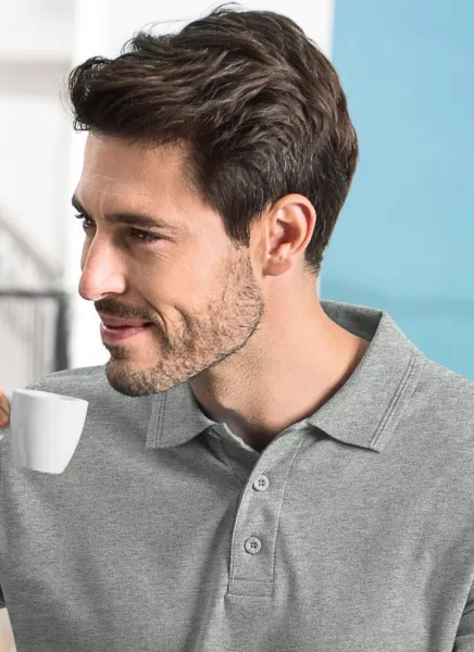 Grobes Poloshirt für Herren mit langen Ärmeln - 3-Knopf-Verschluss