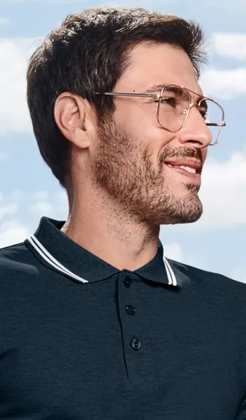 Kontrastiertes Poloshirt für Herren - 3-Knopf-Verschluss