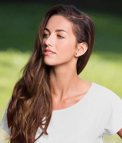Damen langes T-Shirt/Kleid - Tiefer Rundhalsausschnitt