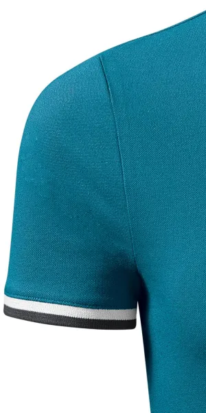 Herren Poloshirt mit Stehkragen - Kurzärmelig mit kontrastierenden Streifen